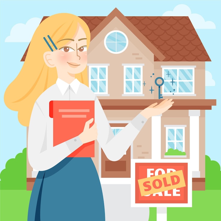 Vettore gratuito assistenza agente immobiliare colorato illustrato