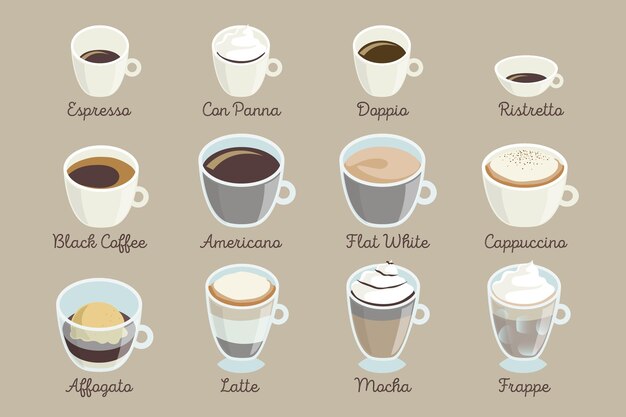 Assortimento di varietà di caffè