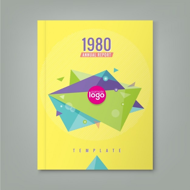 Vettore gratuito astratti degli anni '80 in stile triangolo forme geometriche sfondo di progettazione annuale rapporto manifesto brochure copertina del libro volantino