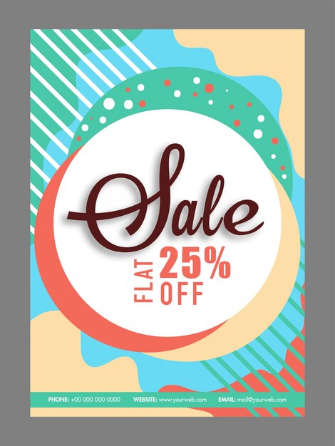 Astratto poster colorato, banner o design volantino di Vendita con piatto 25% di sconto.