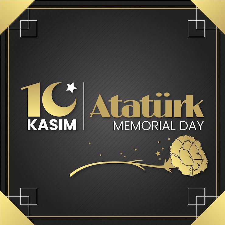 Vettore gratuito ataturk memorial day nei toni del nero e dell'oro