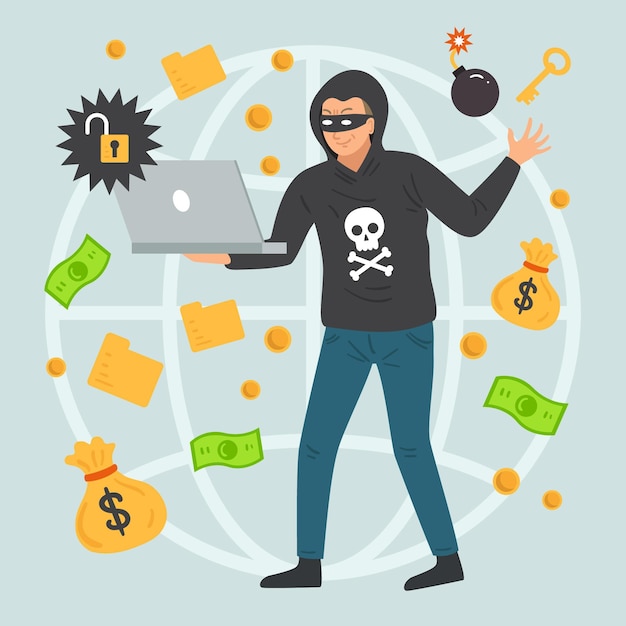 Attività di hacker con rubare l'uomo