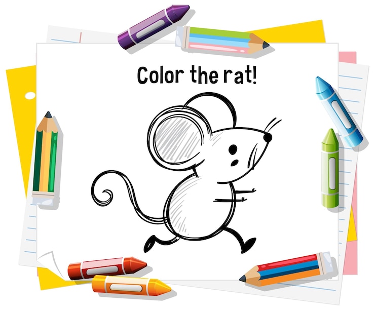 Vettore gratuito attività di illustrazione colorata di rat doodle