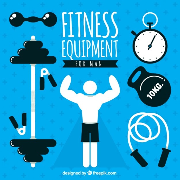 Vettore gratuito attrezzature per il fitness pacchetto