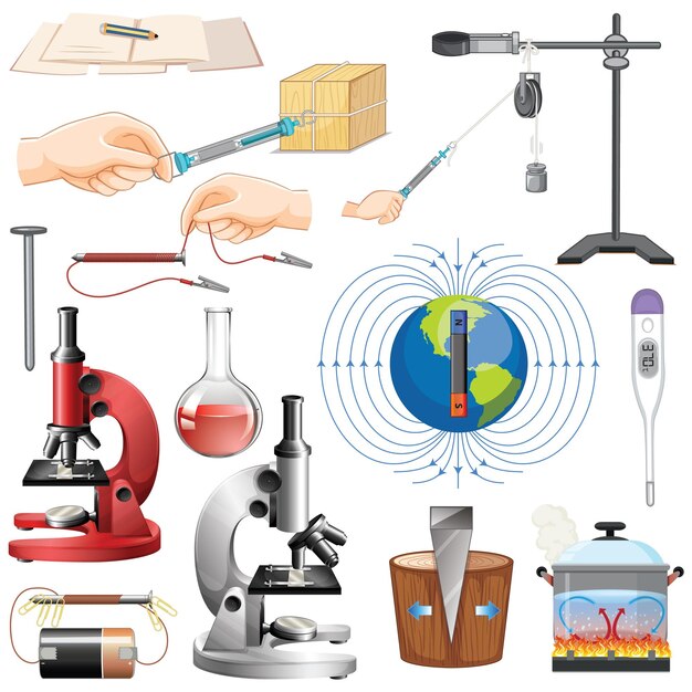 Attrezzature scientifiche su sfondo bianco