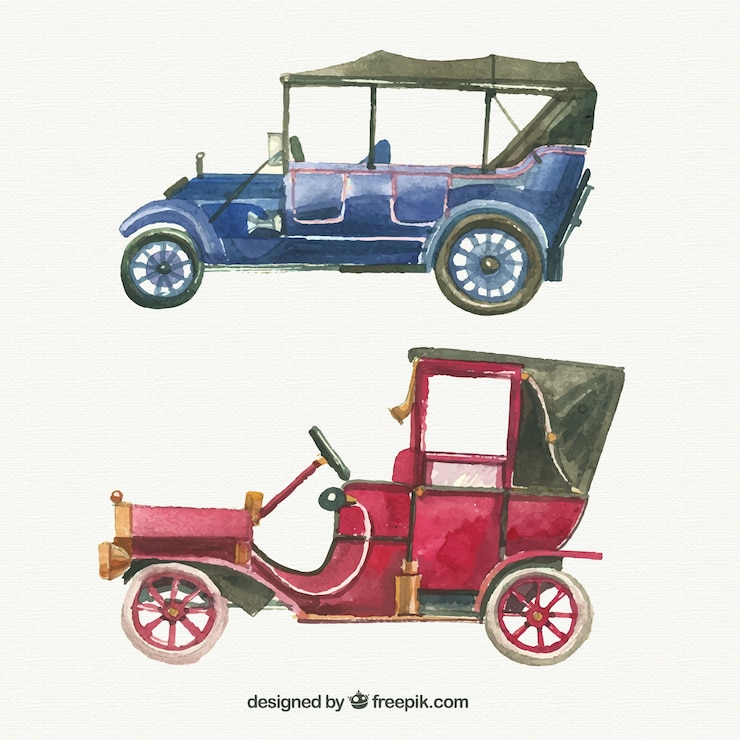 Vettore gratuito auto d'epoca sofisticato acquerello