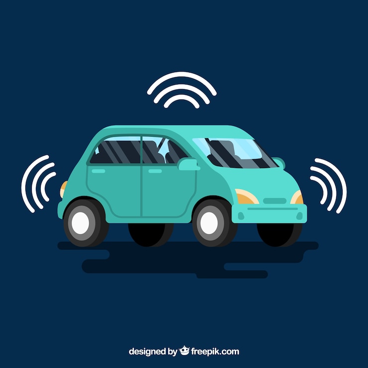 Vettore gratuito auto futuristica autonoma con design piatto