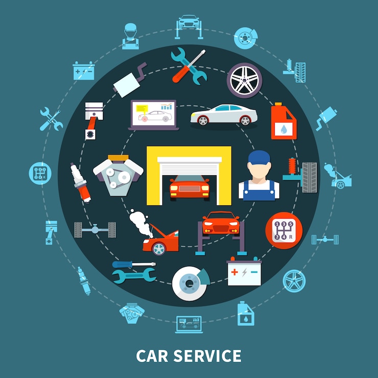 Vettore gratuito auto service design concept