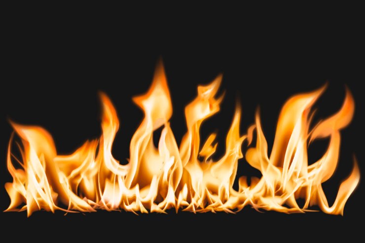 Vettore gratuito autoadesivo del bordo della fiamma ardente, vettore di immagine realistica del fuoco