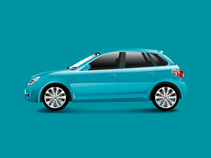 Vettore gratuito automobile blu della berlina in un vettore blu del fondo