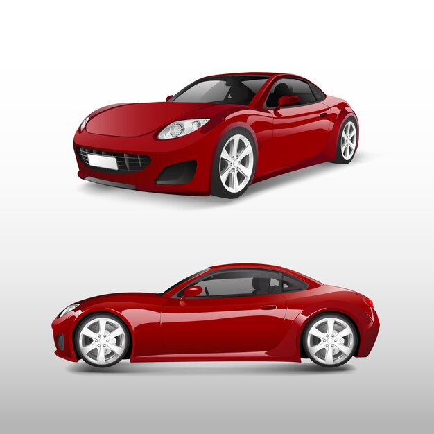 Automobile sportiva rossa isolata sul vettore bianco