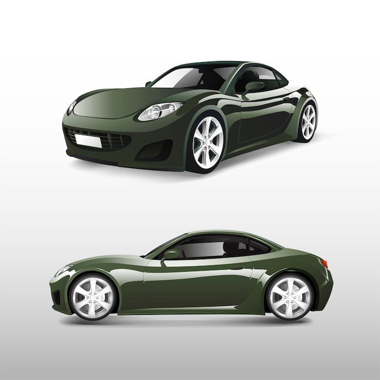 Vettore gratuito automobile sportiva verde isolata sul vettore bianco