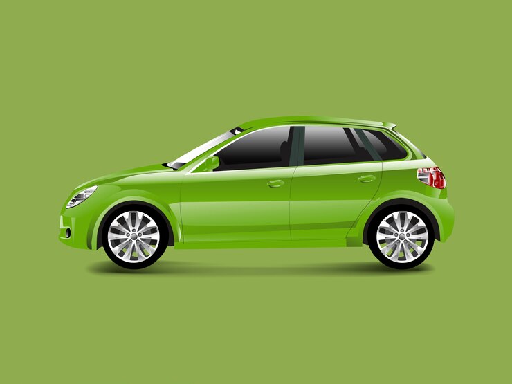 Vettore gratuito automobile verde della berlina in un vettore verde del fondo