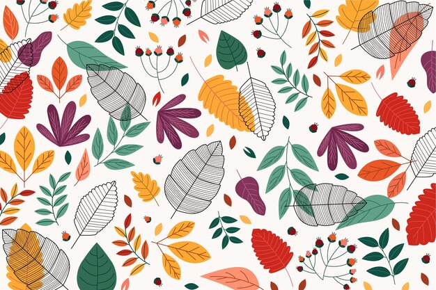 Autunno design piatto sfondo con foglie
