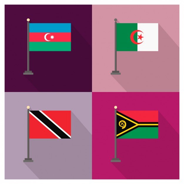 Vettore gratuito azerbaigian argelia trinidad e tobago e vanuatu bandiere