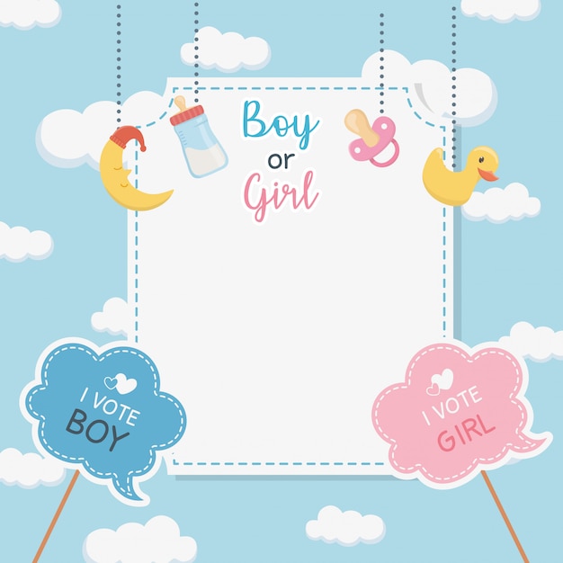 Baby shower card con accessori appesi