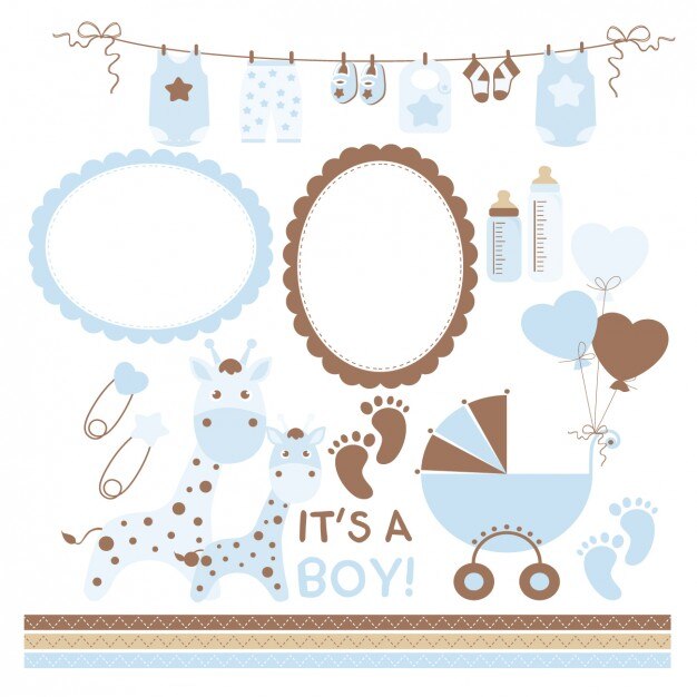 Vettore gratuito baby shower invitation di ragazzo
