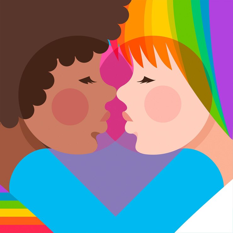 Vettore gratuito bacio lesbico disegnato a mano