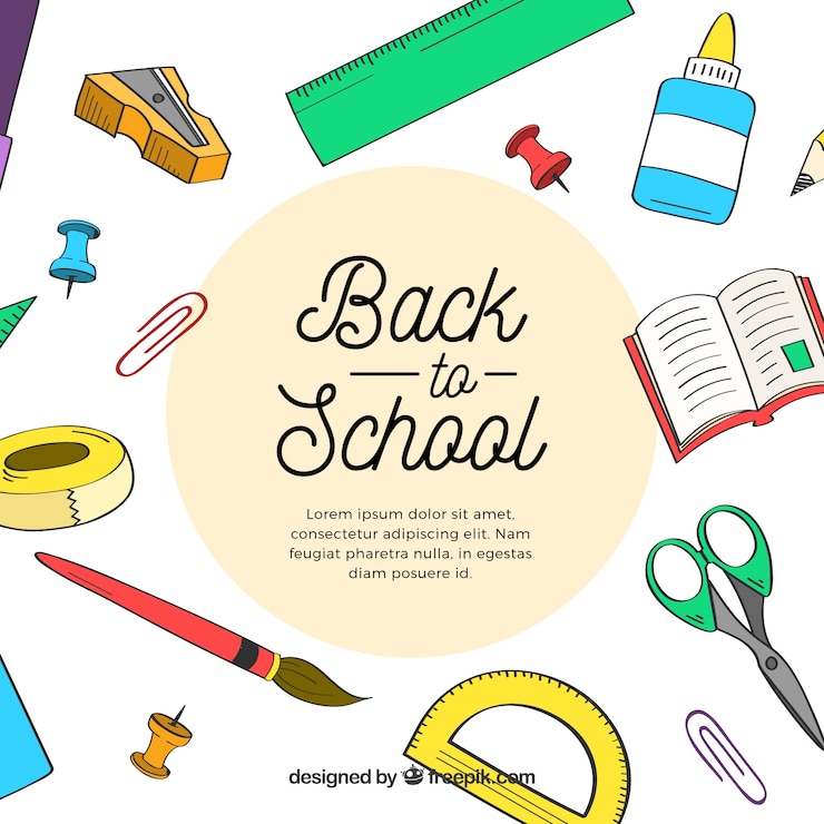 Vettore gratuito back to school background con elementi