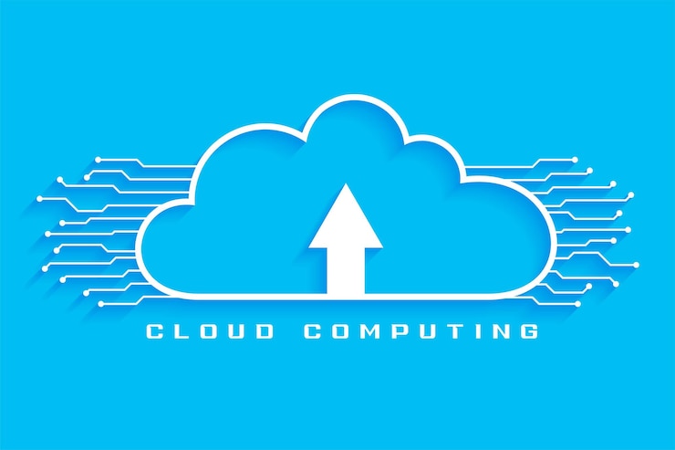 Vettore gratuito background del concetto di cloud computing sicuro con linee di circuito digitale