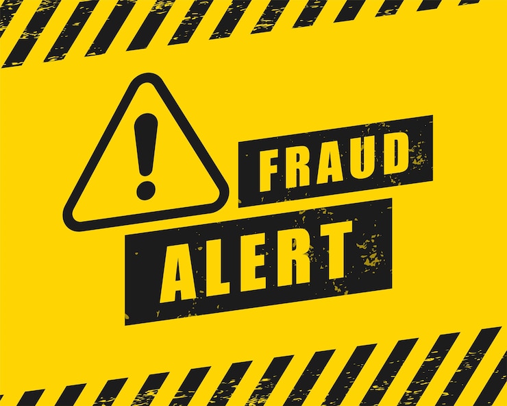 Vettore gratuito background di avvertimento di frode per la sicurezza dei dati e delle informazioni