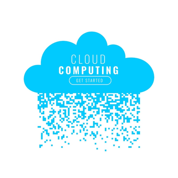 Vettore gratuito background di cloud computing tecnologico nel concetto di pixel art