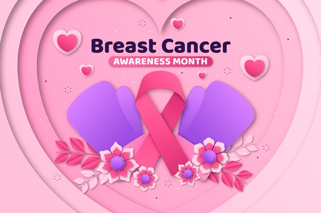 Background di stile cartaceo per il mese di consapevolezza del cancro al seno