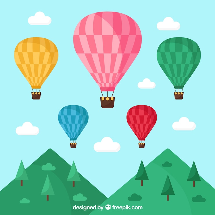 Vettore gratuito background di viaggio in mongolfiera