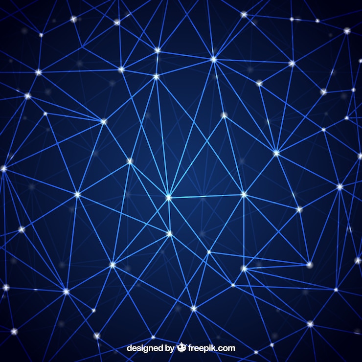 Vettore gratuito background tecnologico con linee luminose e punti