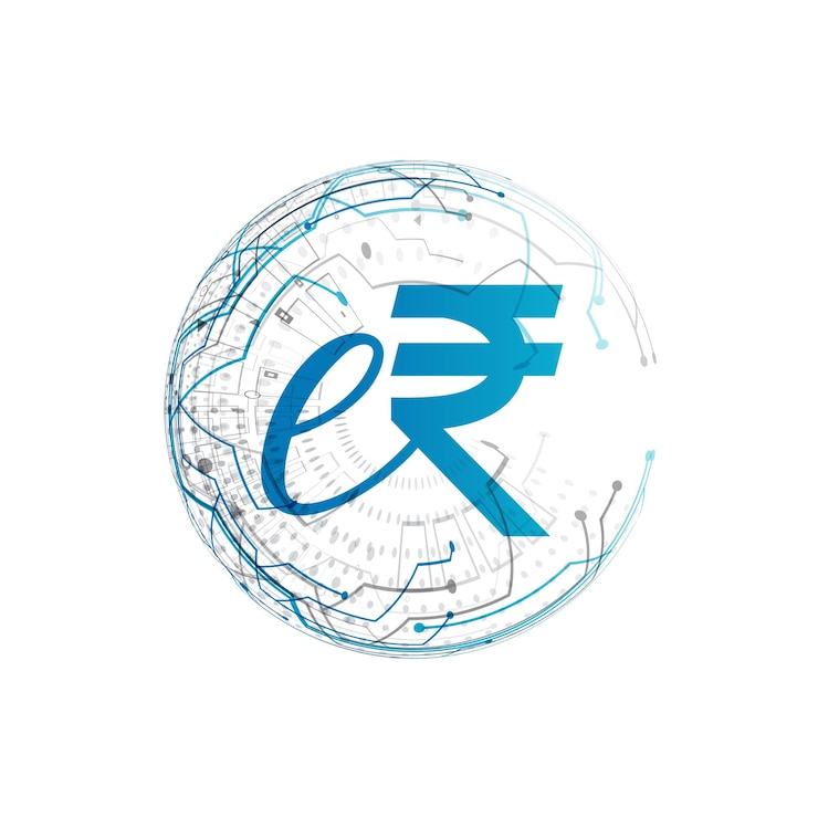 Vettore gratuito background tecnologico della valuta digitale einr erupi per il vettore di pagamento digitale sicuro