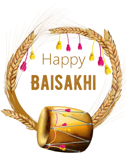 Baisakhi felice con ghirlanda di spezie di grano