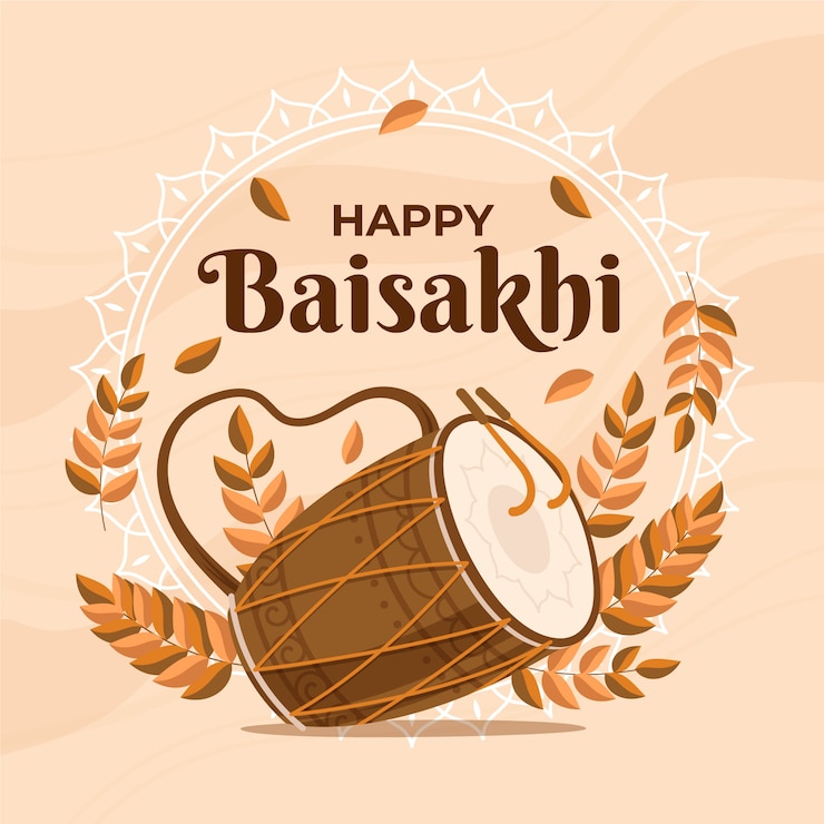 Vettore gratuito baisakhi felice disegnato a mano