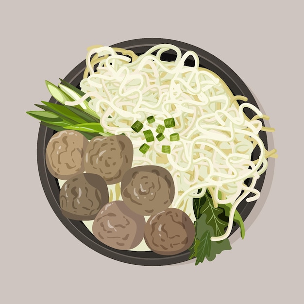 Bakso organico design piatto in una ciotola