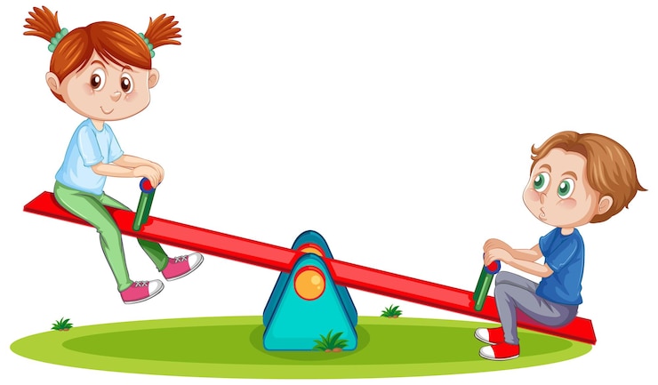 Vettore gratuito bambini che giocano a cartone animato altalenante