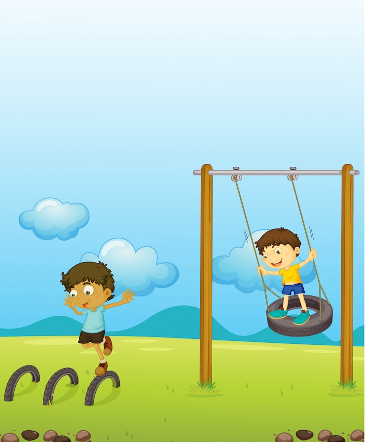 Vettore gratuito bambini che giocano a swing