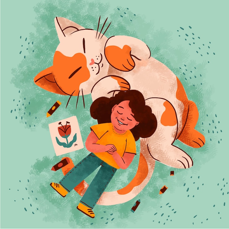Vettore gratuito bambini disegnati a mano con illustrazione di animali