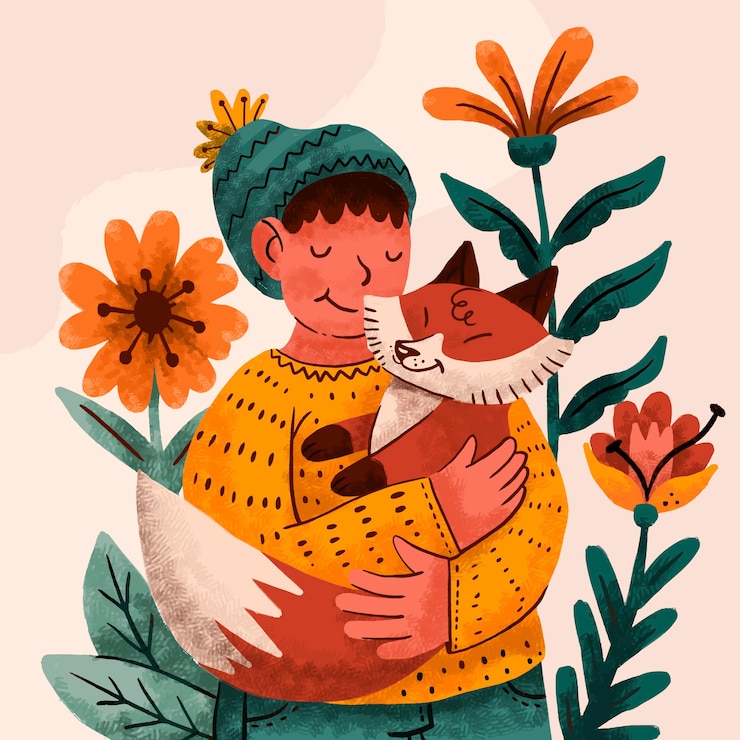 Vettore gratuito bambini disegnati a mano con illustrazione di animali
