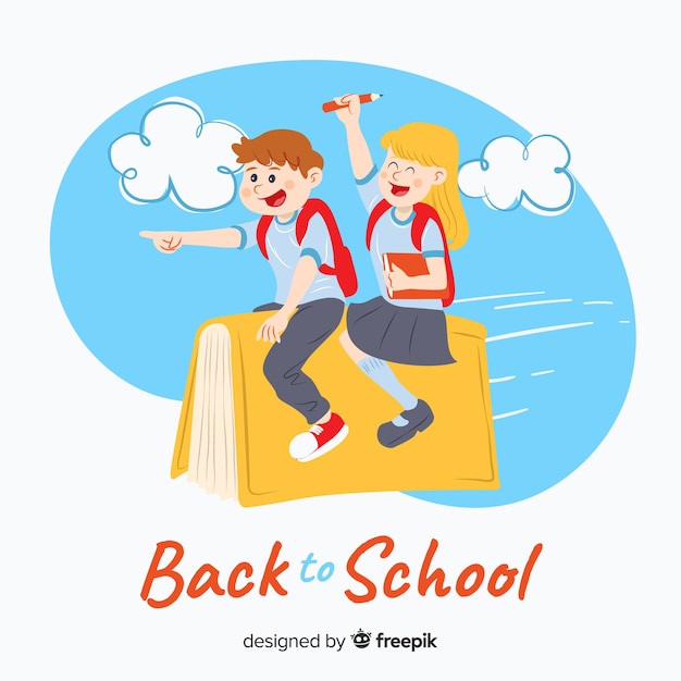 Bambini disegnati a mano torna a scuola