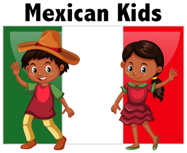Bambini messicani con bandiera