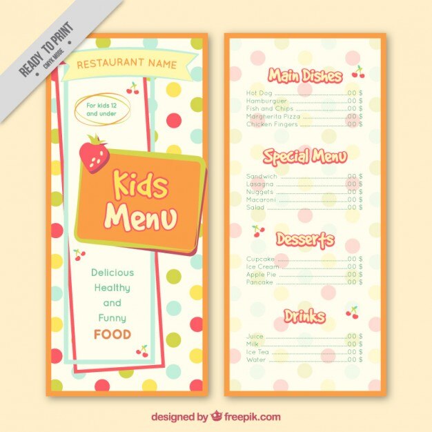bambini tratteggiate modello di menu