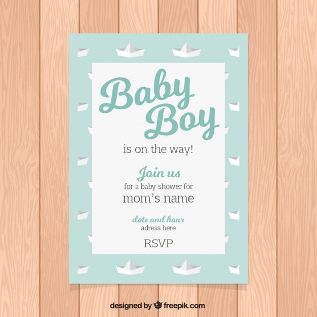 Bambino doccia invito con le barche di carta