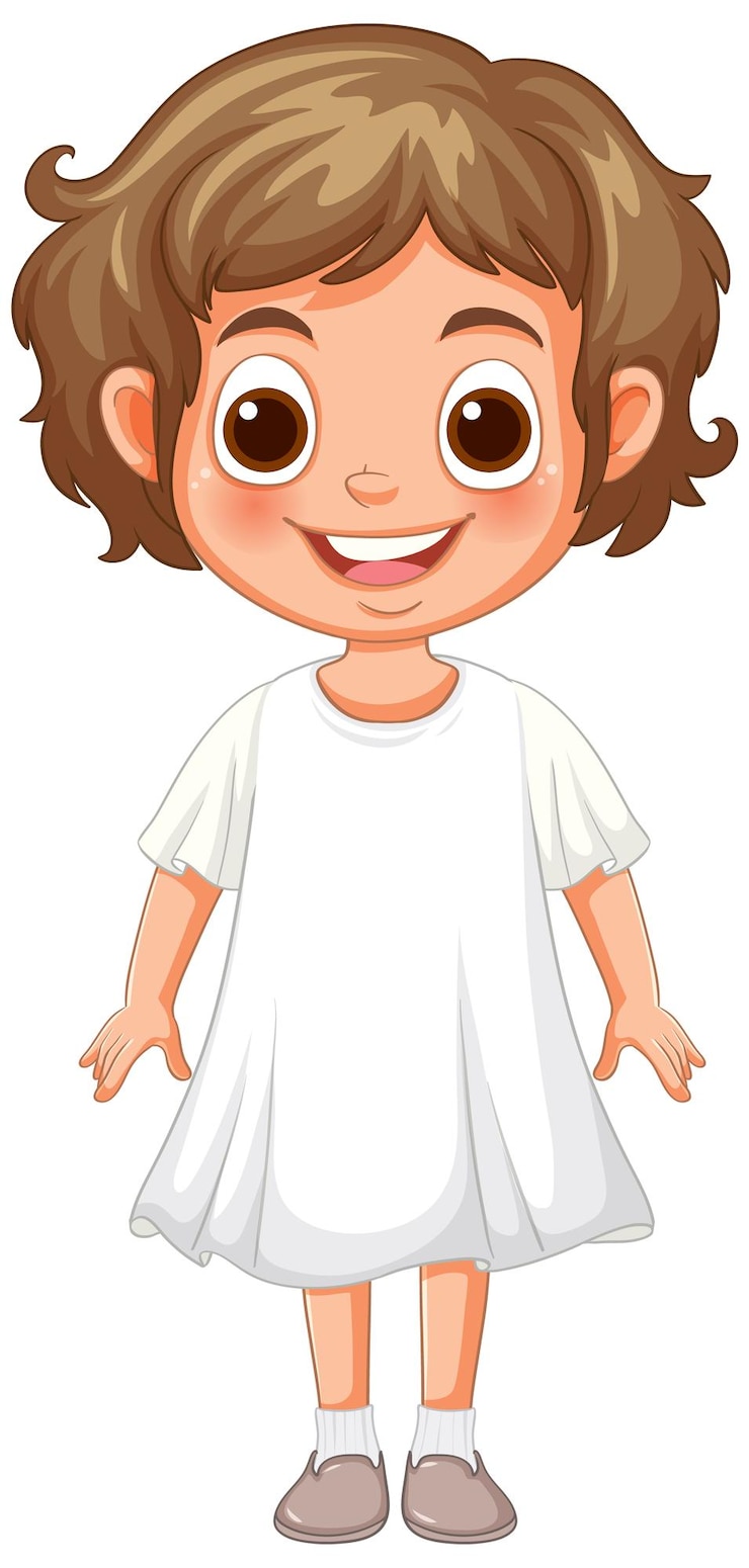 Vettore gratuito bambino felice in abito bianco