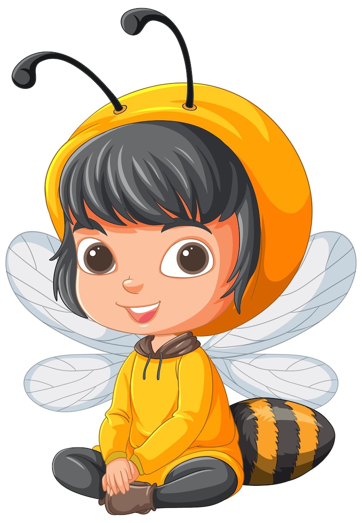 Vettore gratuito bambino vestito da api in un'illustrazione vettoriale
