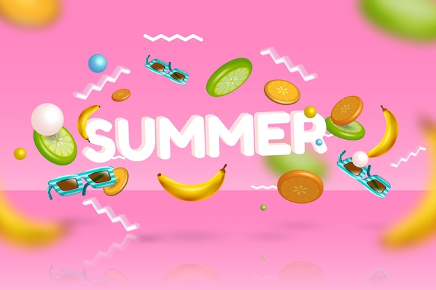 Banane ed occhiali da sole di estate 3d