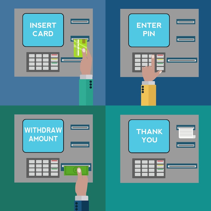 Vettore gratuito bancomat disegna collezione