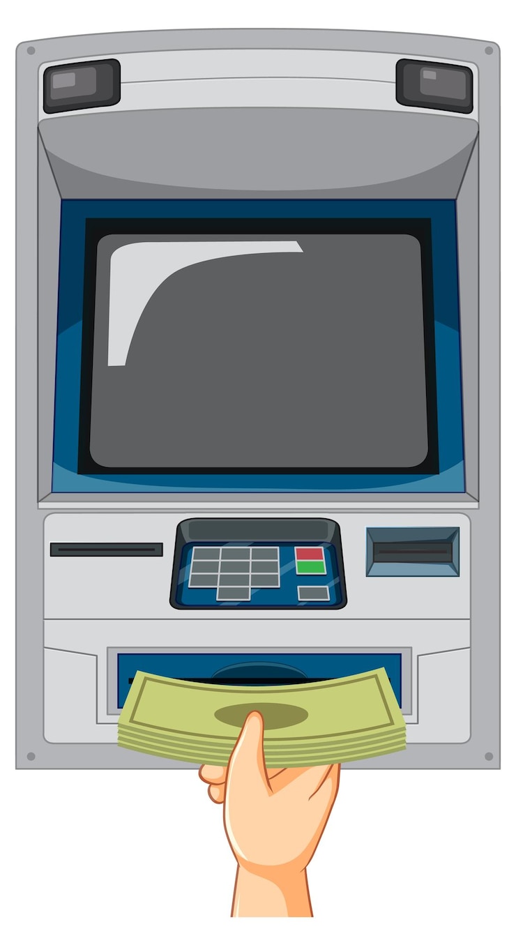 Vettore gratuito bancomat isolato su sfondo bianco