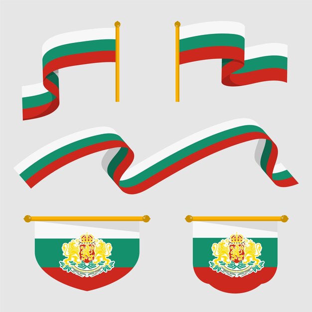 Bandiera bulgara e collezione di emblemi nazionali