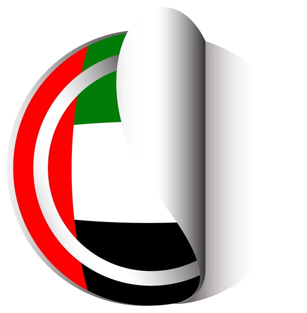 Bandiera degli Emirati Arabi Uniti su adesivo rotondo