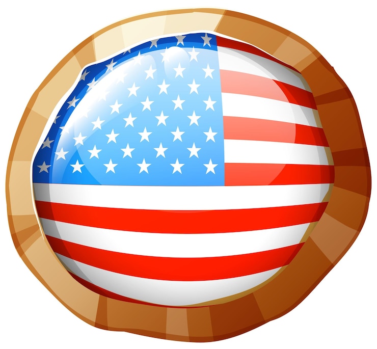 Vettore gratuito bandiera degli stati uniti d'america sul badge rotondo