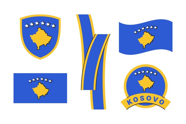 Bandiera del Kosovo e collezione di emblemi nazionali